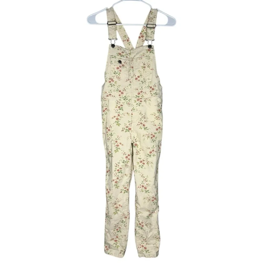 Polo Ralph Lauren Girls Floral Stretch Corduroy Overalls – Size 12